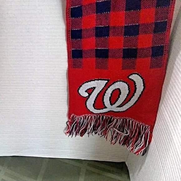 Foco Washington Nationals Scarf Red/Blue Plaid Logo Spellout Nats MLB - Picture 3 of 10